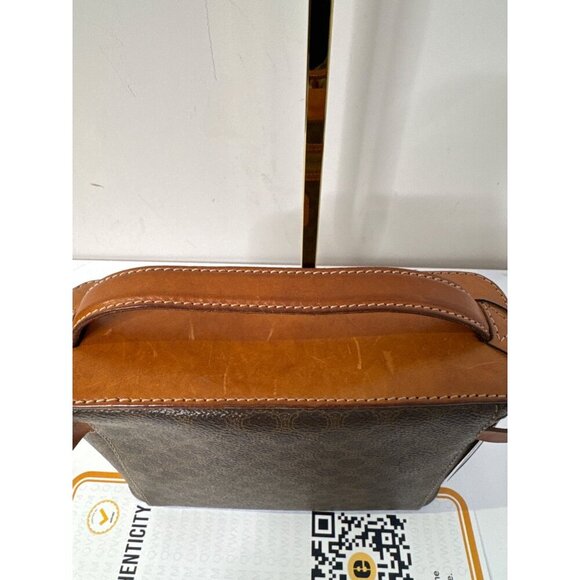 CELINE Macadam Triomphe Zip Top Handle Vanity Bag Brown Authentic - Picture 4 of 9